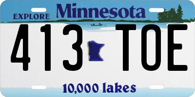 MN license plate 413TOE