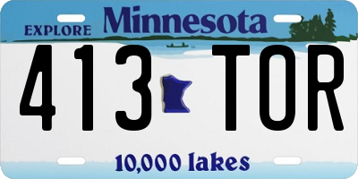 MN license plate 413TOR