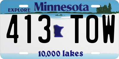 MN license plate 413TOW