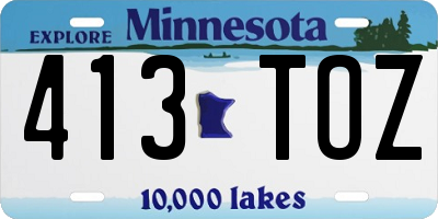 MN license plate 413TOZ