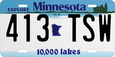 MN license plate 413TSW