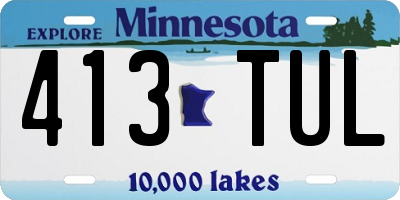 MN license plate 413TUL