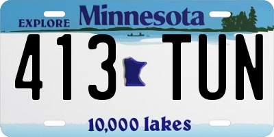 MN license plate 413TUN