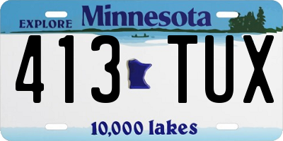 MN license plate 413TUX