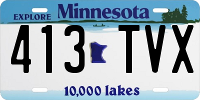 MN license plate 413TVX