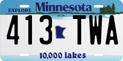 MN license plate 413TWA