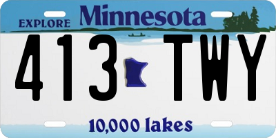 MN license plate 413TWY
