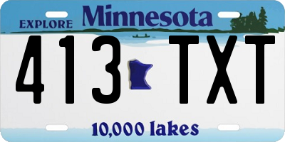 MN license plate 413TXT
