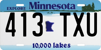 MN license plate 413TXU