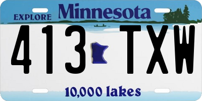 MN license plate 413TXW