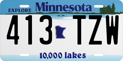 MN license plate 413TZW