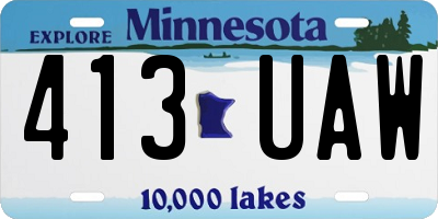 MN license plate 413UAW