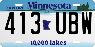 MN license plate 413UBW