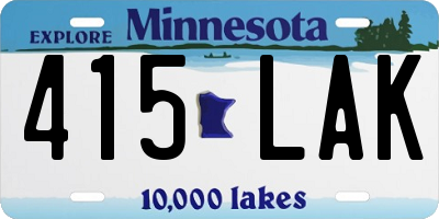 MN license plate 415LAK