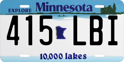 MN license plate 415LBI
