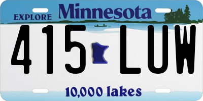 MN license plate 415LUW
