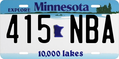 MN license plate 415NBA