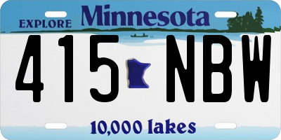MN license plate 415NBW