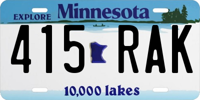 MN license plate 415RAK