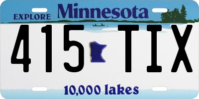 MN license plate 415TIX