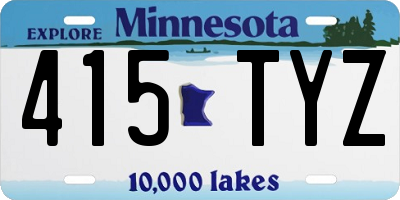 MN license plate 415TYZ