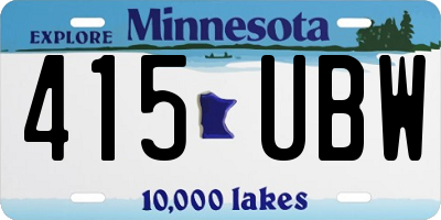 MN license plate 415UBW