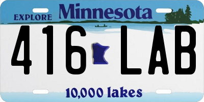 MN license plate 416LAB