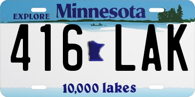 MN license plate 416LAK