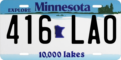 MN license plate 416LAO