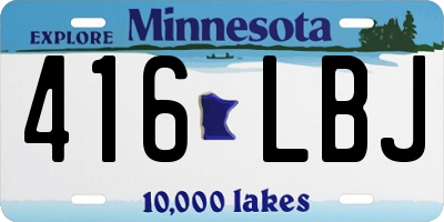 MN license plate 416LBJ