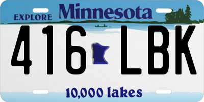 MN license plate 416LBK