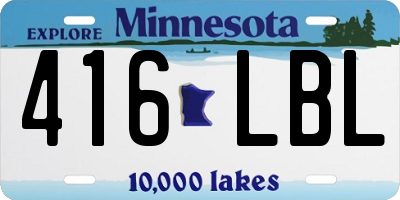 MN license plate 416LBL