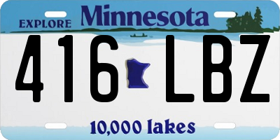 MN license plate 416LBZ