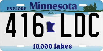 MN license plate 416LDC