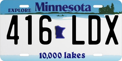 MN license plate 416LDX
