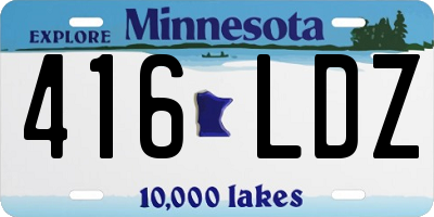 MN license plate 416LDZ
