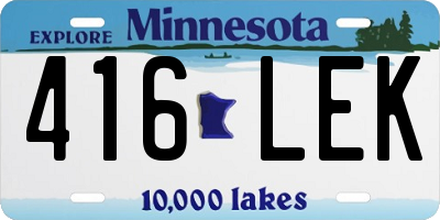 MN license plate 416LEK