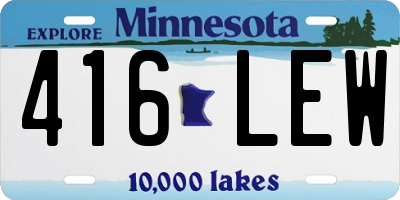 MN license plate 416LEW