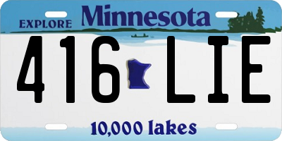 MN license plate 416LIE