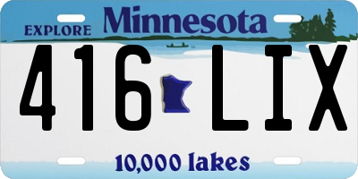 MN license plate 416LIX