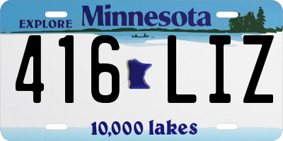 MN license plate 416LIZ