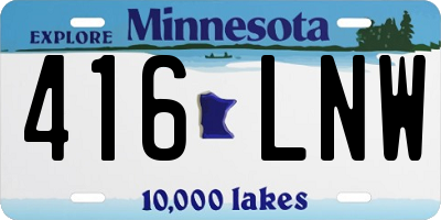 MN license plate 416LNW
