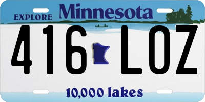 MN license plate 416LOZ