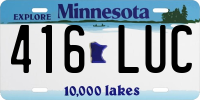 MN license plate 416LUC