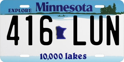 MN license plate 416LUN