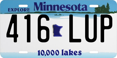 MN license plate 416LUP