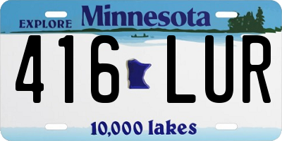 MN license plate 416LUR
