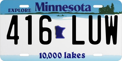MN license plate 416LUW