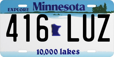 MN license plate 416LUZ