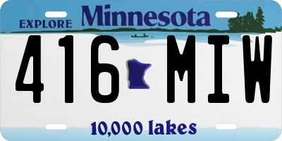 MN license plate 416MIW